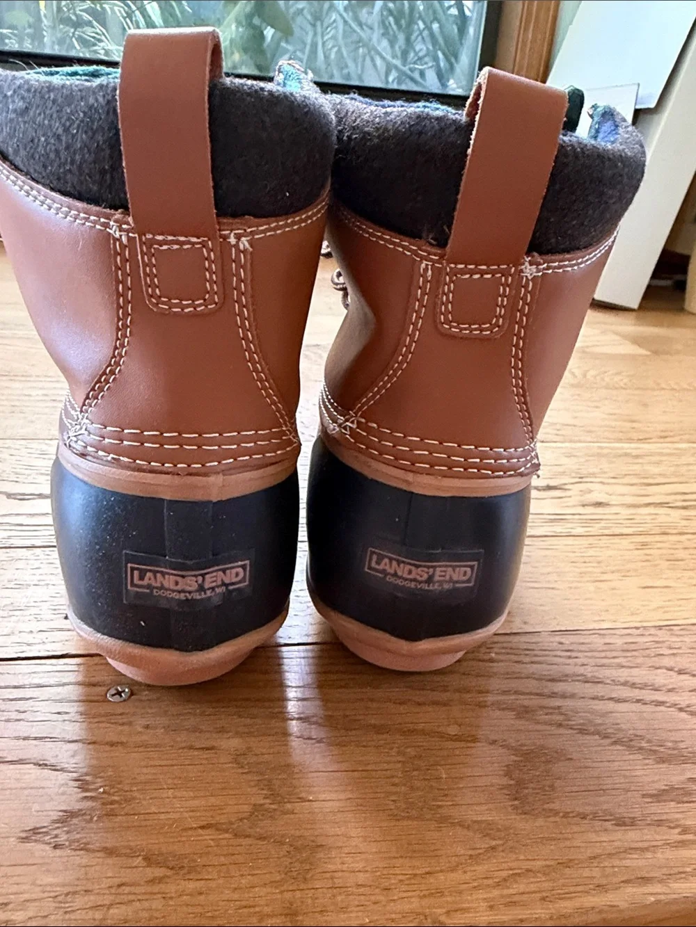 Land’s End Men's Brown and Black Waterproof Duck Boots -EUC
